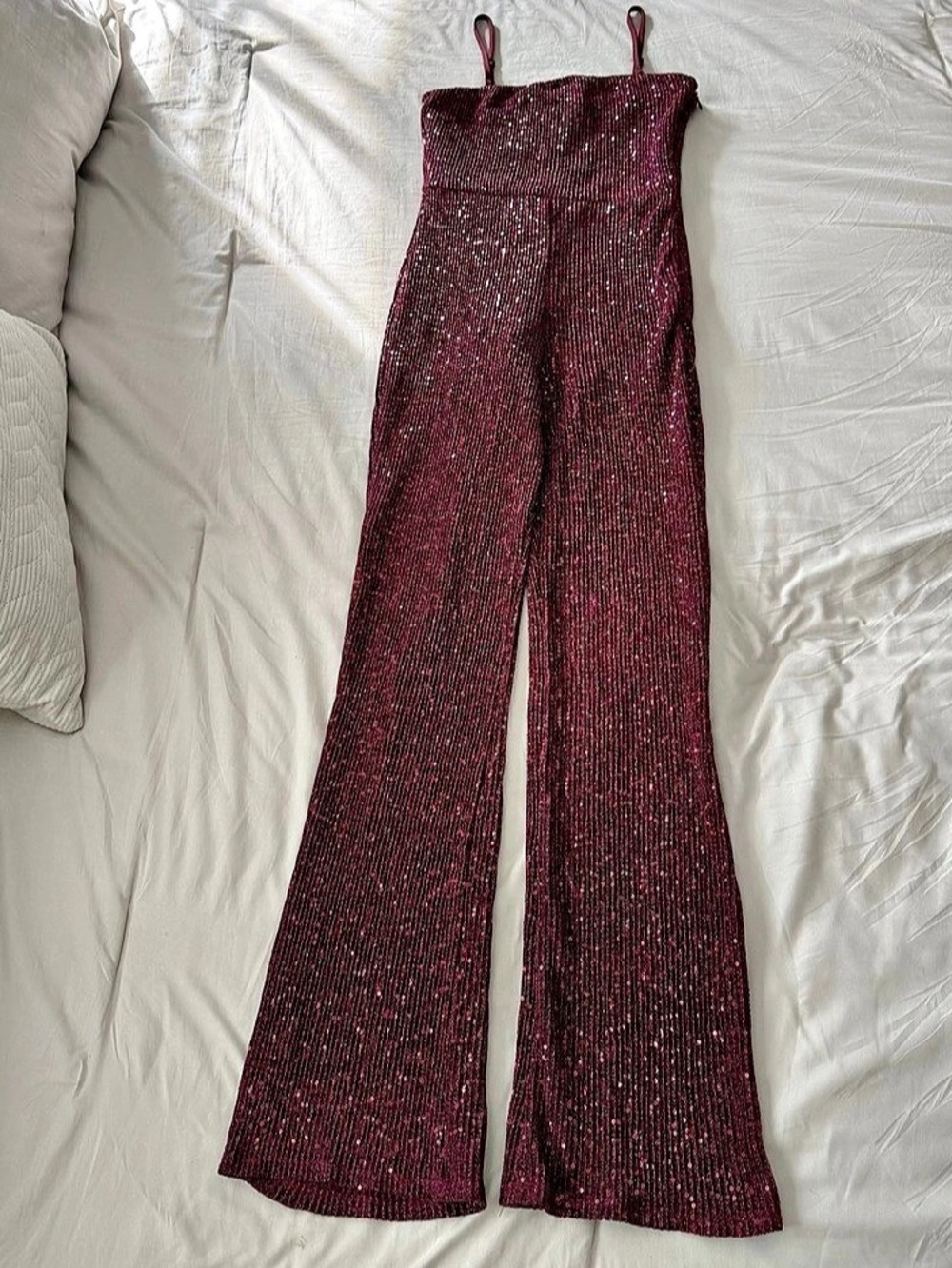 Wild Fable Sequin Flare Jumpsuit in Purple Size Small
